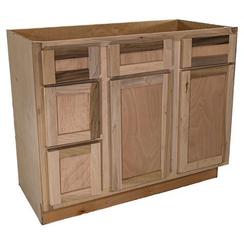 42 in. Sink & Drawer Bathroom Vanity Base Cabinet in Unfinished Poplar | Shaker Style