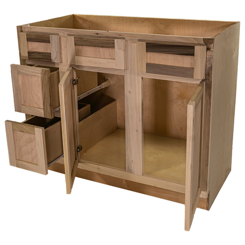 42 in. Sink & Drawer Bathroom Vanity Base Cabinet in Unfinished Poplar | Shaker Style