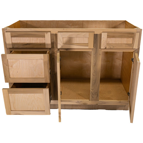 48 in. Sink & Drawer Bathroom Vanity Base Cabinet in Unfinished Poplar | Shaker Style