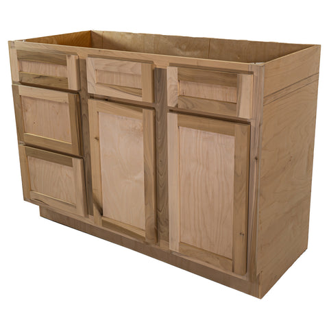 48 in. Sink & Drawer Bathroom Vanity Base Cabinet in Unfinished Poplar | Shaker Style