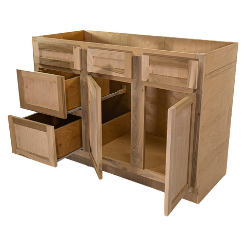 48 in. Sink & Drawer Bathroom Vanity Base Cabinet in Unfinished Poplar | Shaker Style