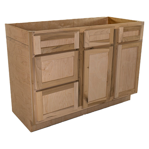 48 in. Sink & Drawer Bathroom Vanity Base Cabinet in Unfinished Poplar | Shaker Style