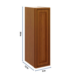 J&K Mocha Glazed K10 Single Door Wall Cabinet - 09" W x 30" H