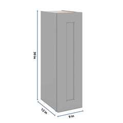 J&K Castle Grey S5 Single Door Wall Cabinet - 09" W x 30" H