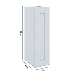 J&K White Shaker S8 Single Door Wall Cabinet - 09" W x 30" H