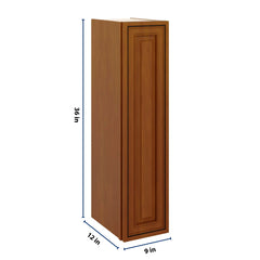 J&K Mocha Glazed K10 Single Door Wall Cabinet - 09" W x 36" H