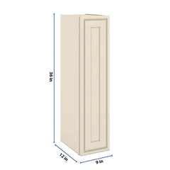 J&K Pearl Glazed H9 Single Door Wall Cabinet - 09" W x 36" H