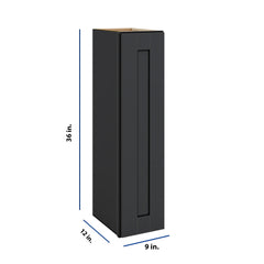 Modernform Cabinet Onyx Black Shaker 09" W X 36" H X 12" D Single Door Wall Cabinet