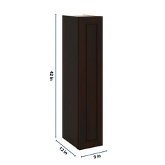 J&K Espresso K8 Single Door Wall Cabinet - 09" W x 42" H