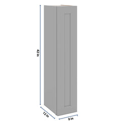 J&K Castle Grey S5 Single Door Wall Cabinet - 09" W x 42" H