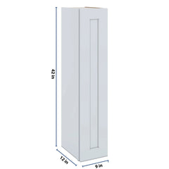 J&K White Shaker S8 Single Door Wall Cabinet - 09" W x 42" H