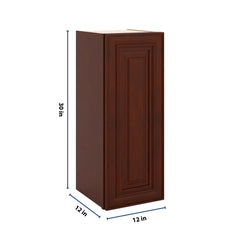 J&K Mahogany J5 Single Door Wall Cabinet - 12" W x 30" H