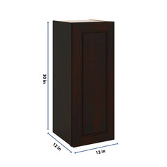 J&K Espresso K8 Single Door Wall Cabinet - 12" W x 30" H