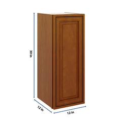J&K Mocha Glazed K10 Single Door Wall Cabinet - 12" W x 30" H