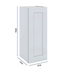 J&K White Shaker S8 Single Door Wall Cabinet - 12" W x 30" H