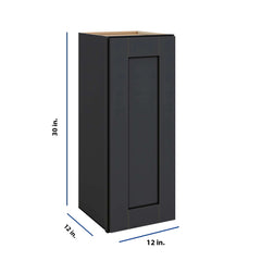 Modernform Cabinet Onyx Black Shaker 12" W X 30" H X 12" D  Single Door Wall Cabinet