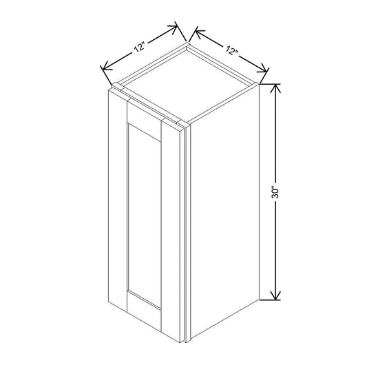 Modernform Cabinet Onyx Black Shaker 12" W X 30" H X 12" D  Single Door Wall Cabinet