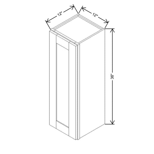 Modernform Cabinet Onyx Black Shaker 12" W X 36" H X 12" D Single Door Wall Cabinet