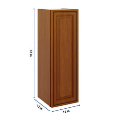 J&K Mocha Glazed K10 Single Door Wall Cabinet - 12" W x 36" H