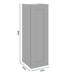 J&K Castle Grey S5 Single Door Wall Cabinet - 12" W x 36" H