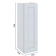 J&K White Shaker S8 Single Door Wall Cabinet - 12" W x 36" H