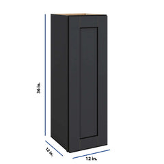 Modernform Cabinet Onyx Black Shaker 12" W X 36" H X 12" D Single Door Wall Cabinet
