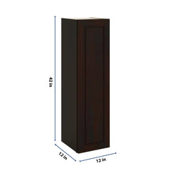 J&K Espresso K8 Single Door Wall Cabinet - 12" W x 42" H