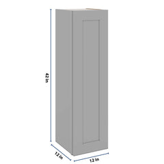 J&K Castle Grey S5 Single Door Wall Cabinet - 12" W x 42" H