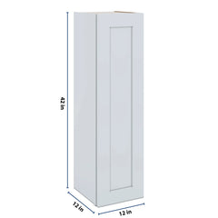 J&K White Shaker S8 Single Door Wall Cabinet - 12" W x 42" H