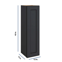 Modernform Cabinet Onyx Black Shaker 12" W X 42" H X 12" D Single Door Wall Cabinet
