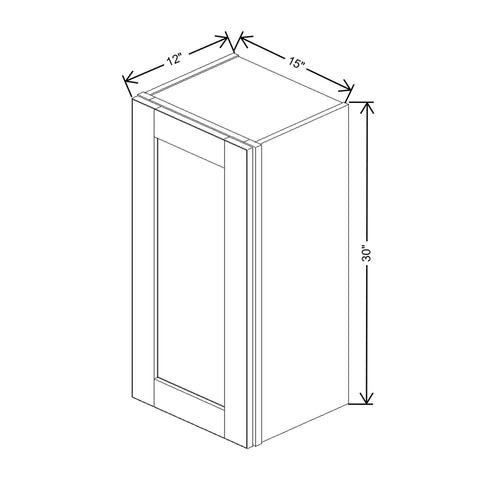 J&K Creme Glazed A7 Single Door Wall Cabinet - 15" W x 30" H