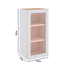 Modernform Cabinet Matte White 15" W X 30" H X 12" D Single Glass Door Wall Cabinet