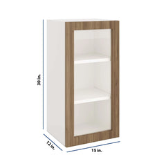 Modernform Cabinet Walnut 15" W X 30" H X 12" D Single Glass Door Wall Cabinet