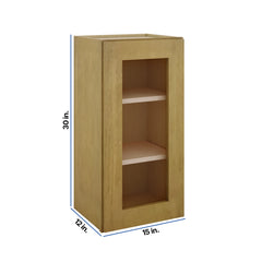 Modernform Cabinet Natural Shaker 15" W X 30" H X 12" D Single Glass Door Wall Cabinet