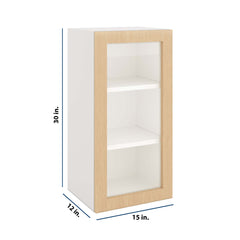 Modernform Cabinet Natural Oak 15" W X 30" H X 12" D Single Glass Door Wall Cabinet