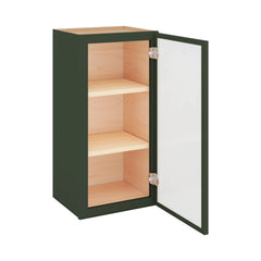 Modernform Cabinet Slim Sage Green 15" W X 30" H X 12" D Single Glass Door Wall Cabinet