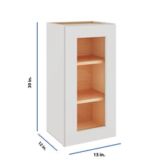 Modernform Cabinet White Shaker 15" W X 30" H X 12" D Single Glass Door Wall Cabinet