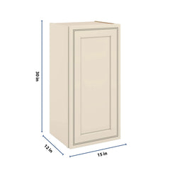J&K Pearl Glazed H9 Single Door Wall Cabinet - 15" W x 30" H
