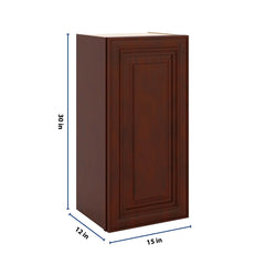 J&K Mahogany J5 Single Door Wall Cabinet - 15" W x 30" H