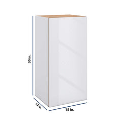 Modernform Cabinet Gloss White 15" W X 30" H X 12" D Single Door Wall Cabinet