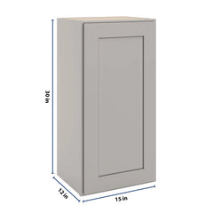 CNC Luxor 5-Piece Misty Grey 15" W X 30" H Single Door Wall Cabinet
