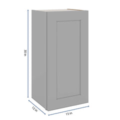 J&K Castle Grey S5 Single Door Wall Cabinet - 15" W x 30" H