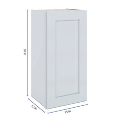 J&K White Shaker S8 Single Door Wall Cabinet - 15" W x 30" H
