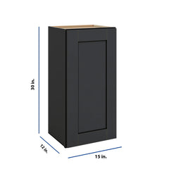 Modernform Cabinet Onyx Black Shaker 15" W X 30" H X 12" D  Single Door Wall Cabinet