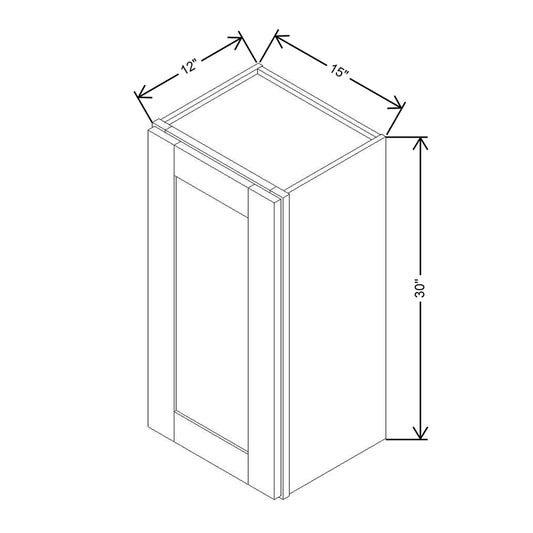 Modernform Cabinet Onyx Black Shaker 15" W X 30" H X 12" D  Single Door Wall Cabinet