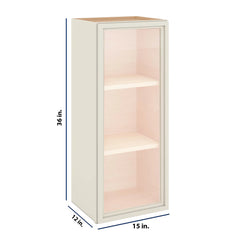 Modernform Cabinet Slim Dove White 15" W X 36" H X 12" D Single Glass Door Wall Cabinet