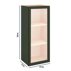 Modernform Cabinet Slim Sage Green 15" W X 36" H X 12" D Single Glass Door Wall Cabinet