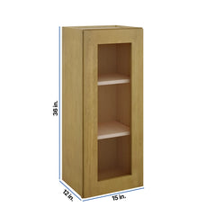 Modernform Cabinet Natural Shaker 15" W X 36" H X 12" D Single Glass Door Wall Cabinet