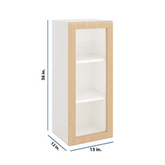 Modernform Cabinet Natural Oak 15" W X 36" H X 12" D Single Glass Door Wall Cabinet