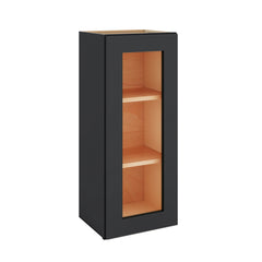Modernform Cabinet Onyx Black Shaker 15" W X 36" H X 12" D Single Glass Door Wall Cabinet
